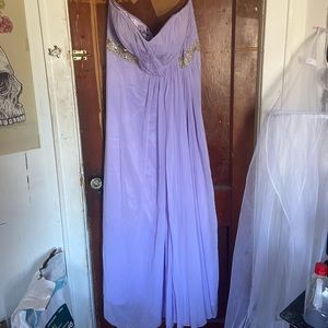 Purple strapless prom dress